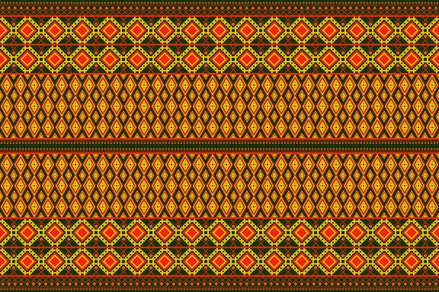 tissu à répétition rotatif ethnique sans couture et motif de carreaux vert jaune rouge pour tapis textiles imprimés