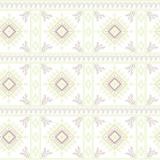 Tissu traditionnel tribal batik ethnique ikat floral motif sans couture feuilles vecteur géométrique