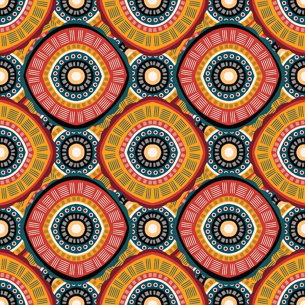 Vecteur tissu tribal africain motif géométrique circulaire coloré