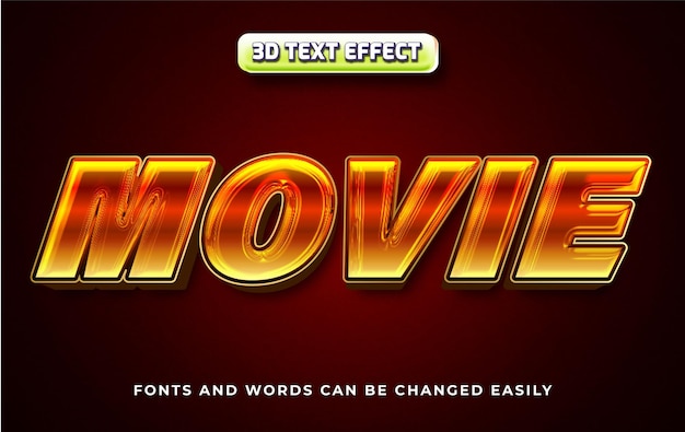 Vecteur titre de film style d'effet de texte 3d modifiable