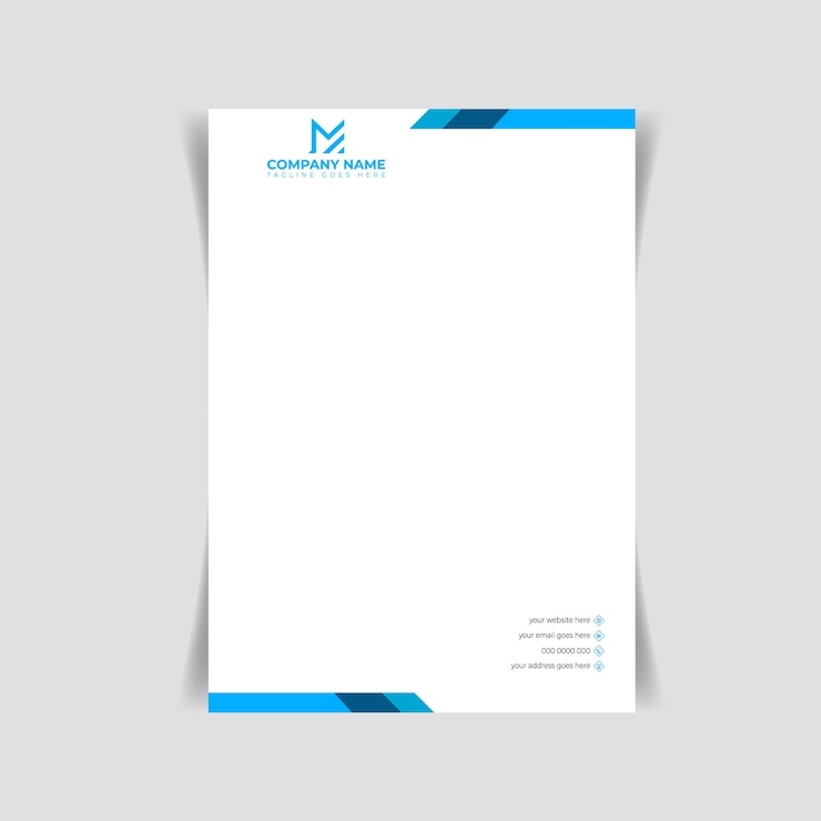 Vecteur titre de lettre d'entreprise bleu moderne