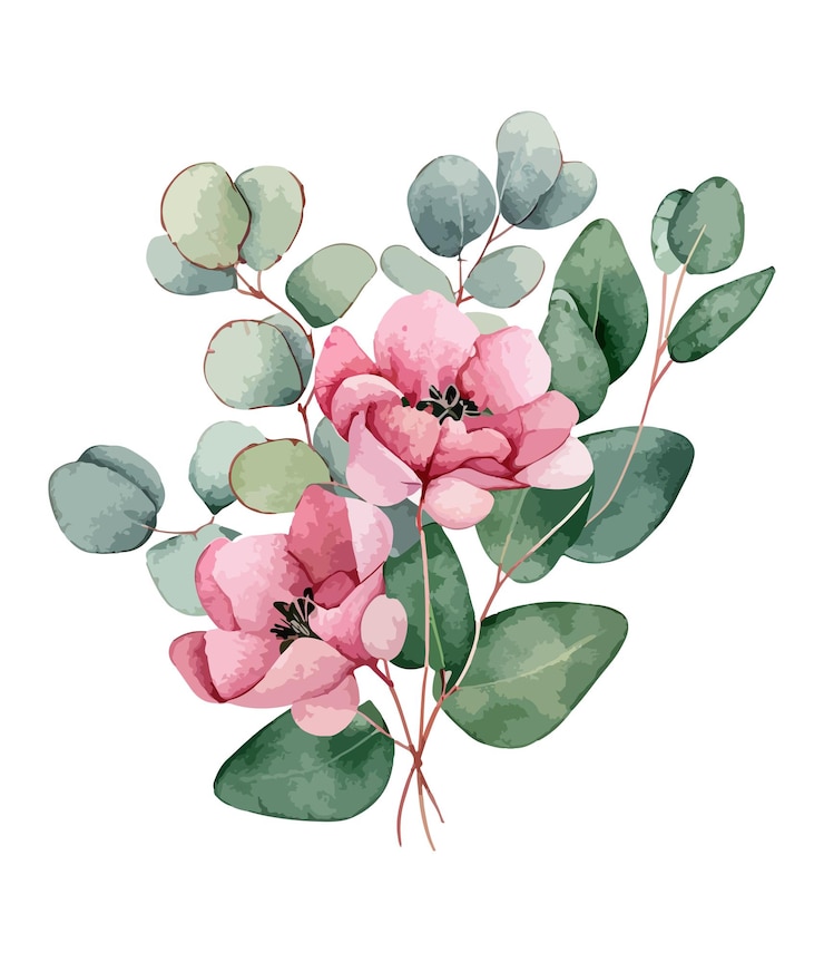 Vecteur toile florale aquarelle bouquet floral vintage aquarelle