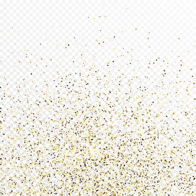 Toile De Fond De Confettis De Paillettes D'or Isolé Sur Fond Transparent Blanc. Texture Festive Avec Effet De Lumière Brillant. Illustration Vectorielle.