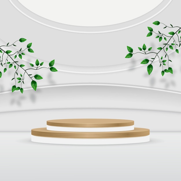 toile de fond de podium de produit texturé abstrait avec des feuilles