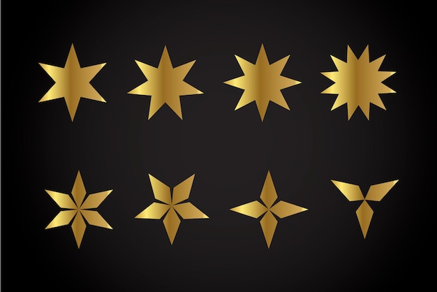 Étoiles dorées définies fond isolé avec illustration vectorielle dégradé