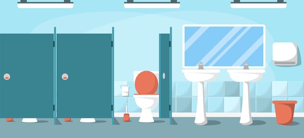Toilette publique. Intérieur d'une salle sanitaire vide et propre.