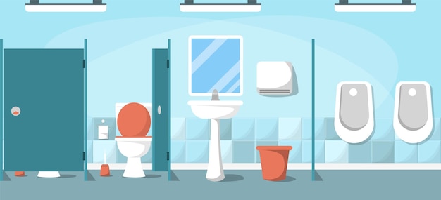 Toilette publique. Intérieur d'une salle sanitaire vide et propre.