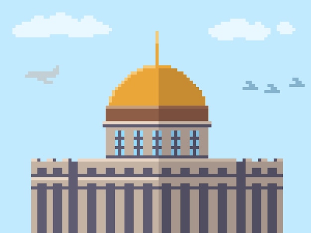 Vecteur toit de gratte-ciel pixel art