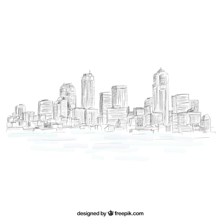 Vecteur toits de la ville sketchy