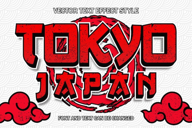 Vecteur tokyo japon typographie 3d modèle de style de police d'effet de texte modifiable lettrage de fond japonais