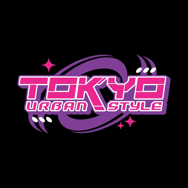Tokyo Japon Typographie Slogan Streetwear Y2k Style Logo Icône Illustration Vectorielle. Kanji Signifie Tokyo.