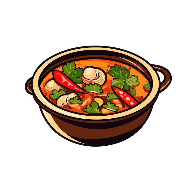 Vecteur tom yum soupe thailand food cartoon vector illustrator