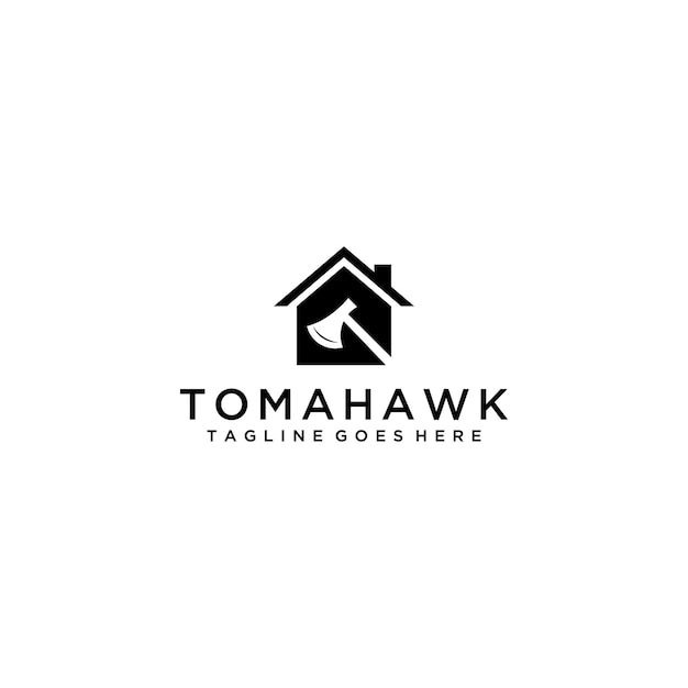 Tomahawk et conception de signe de logo de propriétés à la maison