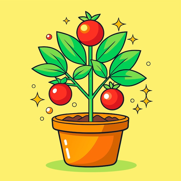 Vecteur un tomate dans une illustration vectorielle en pot