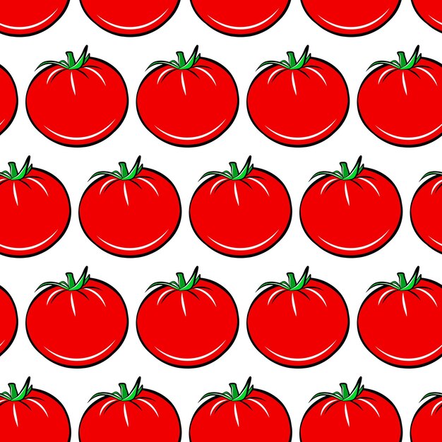 Tomate légume alimentaire modèle sans couture modèle dessin animé rouge isolé papier peint texture paquet papier d'emballage