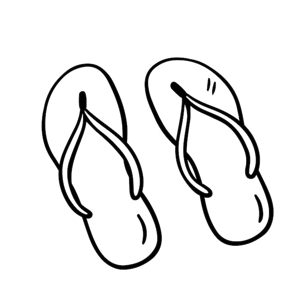Tongs isolés sur fond blanc illustration dessinée à la main dans un style doodle