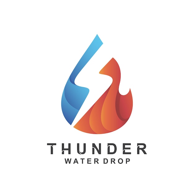 Tonnerre Avec Le Feu Et L'eau, Vecteur De Logo D'énergie De Nature