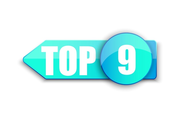 Vecteur top 9 petit logo bleu gagnant autocollant neuf bande meilleure note illustration vectorielle