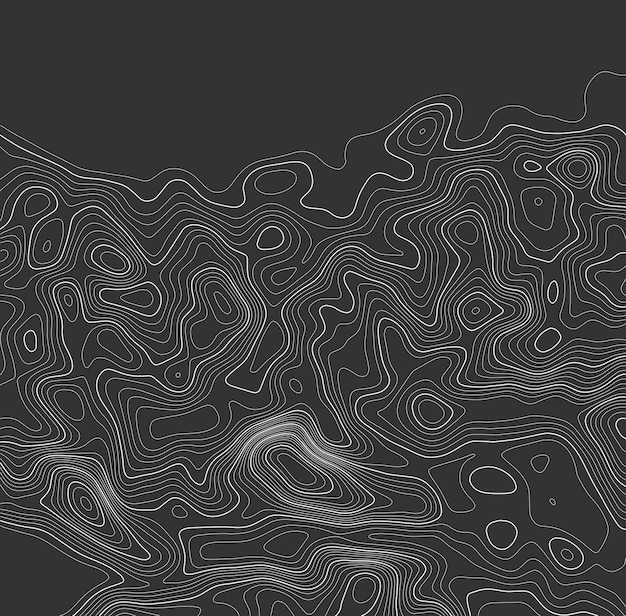 Topographie vectorielle de contours gris Illustration vectorielle de topographie géographique de montagne Texture de motif topographique Carte sur le terrain vectoriel d'élévation Lignes de hauteur de contour graphique