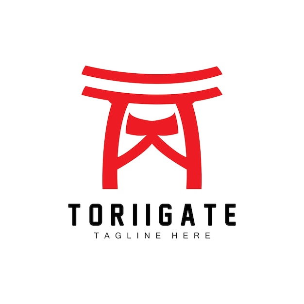 Torii Gate Logo Histoire Japonaise Porte Icône Vecteur Illustration Chinoise Entreprise De Conception En Bois Modèle De Marque