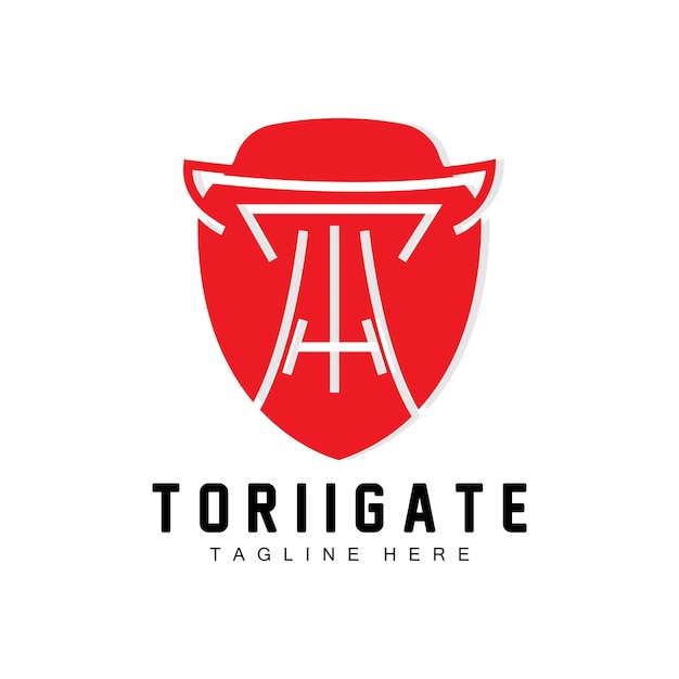 Torii Gate Logo Histoire Japonaise Porte Icône Vecteur Illustration Chinoise Entreprise De Conception En Bois Modèle De Marque