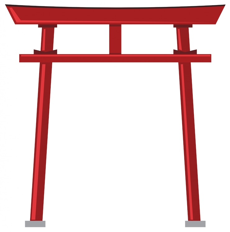 Vecteur un torii japonais sur fond blanc