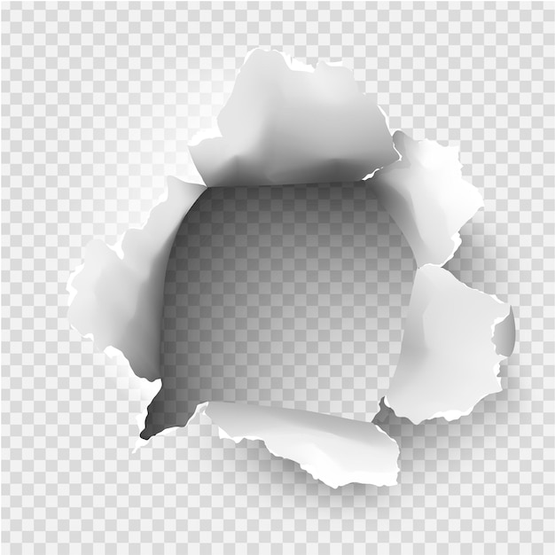 Torn Paper with Hole Isolated on Transparent Background