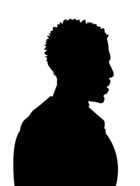 Vecteur torsion, boucles, cheveux, noir, homme, silhouette