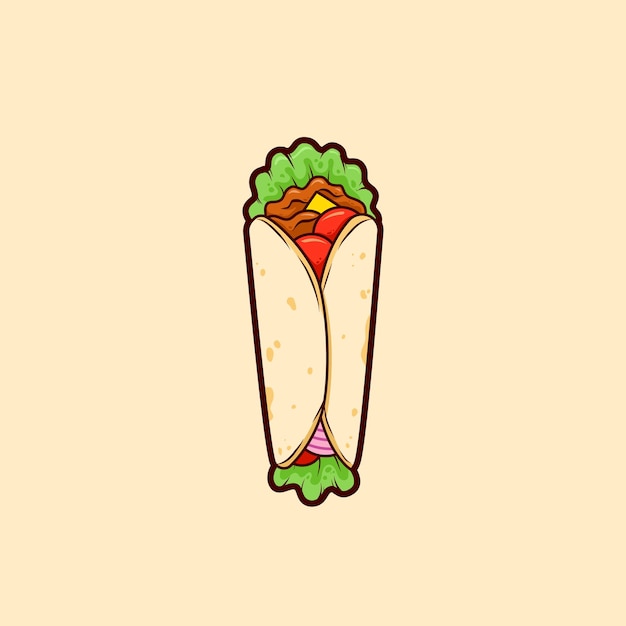 Tortilla Kebab Enveloppé Illustration Vectorielle Isolée