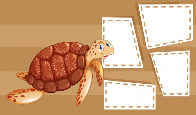 Tortue sur une note vide