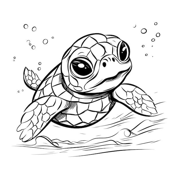 La tortue sur la plage croquis pour votre conception illustration vectorielle