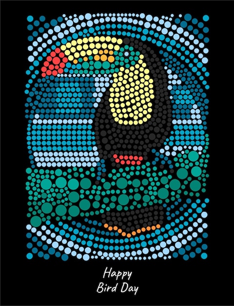 Vecteur toucan avec style art mosaïque