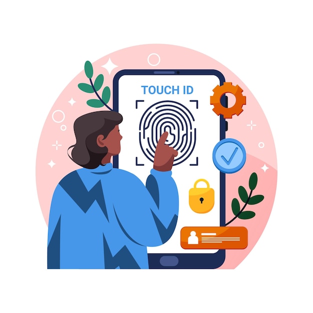 Vecteur touch id ou vecteur de système de sécurité mobile d'identification