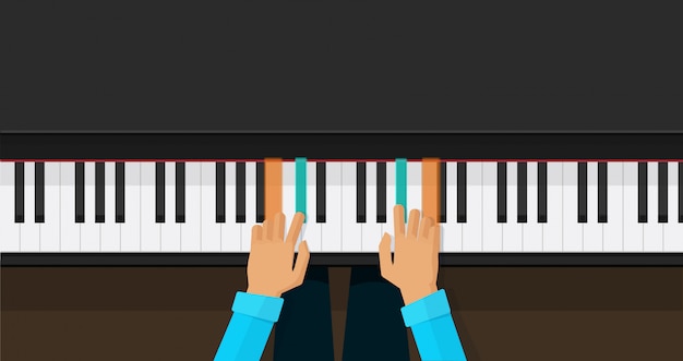 Vecteur touches du piano avec des mains de personne apprenant jouer des accords