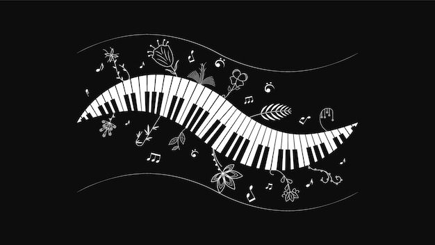 Touches Piano Abstraites Musique Clavier Instrument Chanson Mélodie Vector Design Style