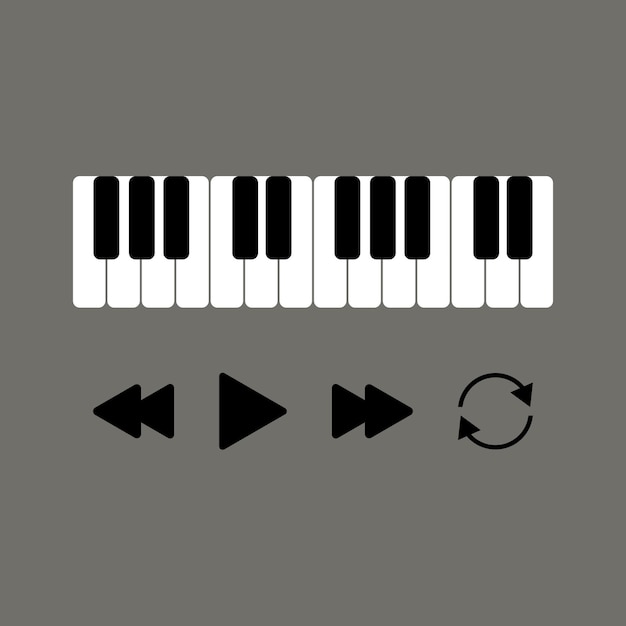 Touches De Piano Isolées Sur Un Fond Sombre. Illustration Vectorielle