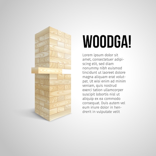 Vecteur la tour de blocs de texture en bois blanc et prendre une illustration de bloc