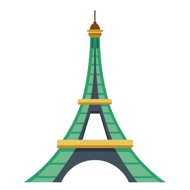 Tour Eiffel dans le style des dessins animés sur fond blanc