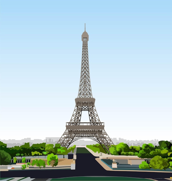 La tour Eiffel isolée sur fond blanc Vecteur plat Illustration Vecteur de la tour Eiffel de Paris