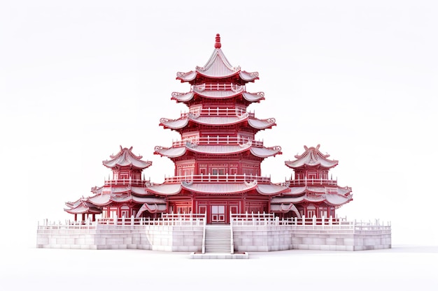 Vecteur tour de la pagode rendu 3d isolé