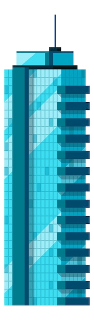 Vecteur tour de verre brillant immeuble d'affaires gratte-ciel moderne