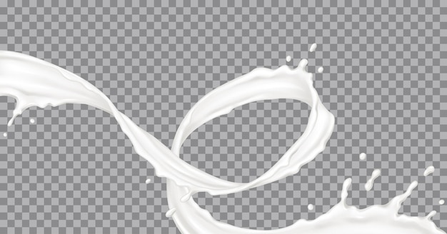 Tourbillon de crème liquide avec des gouttes illustration vectorielle réaliste