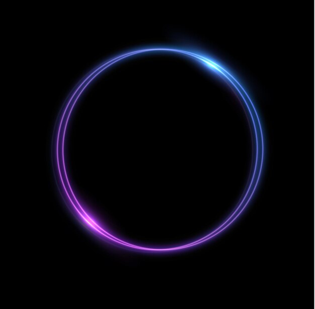 Vecteur tourbillon néon effet de lumière de ligne bleue courbe fond abstrait anneau avec fond tourbillonnant brillant