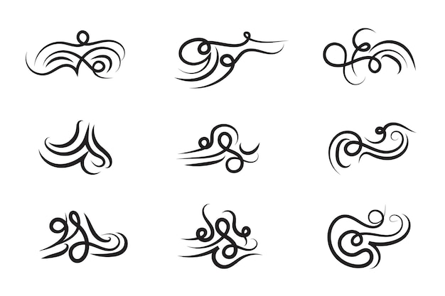 Tourbillons En Filigrane Vintage Calligraphie Style De Tatouage éléments Décoratifs Tourbillons Trait élégant Orné