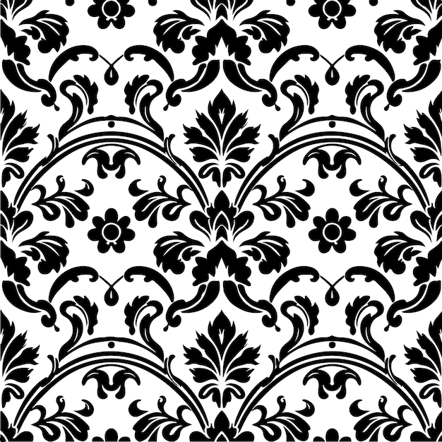 Des tourbillons floraux de design vectoriel damasc stylisé laissent des motifs sans couture