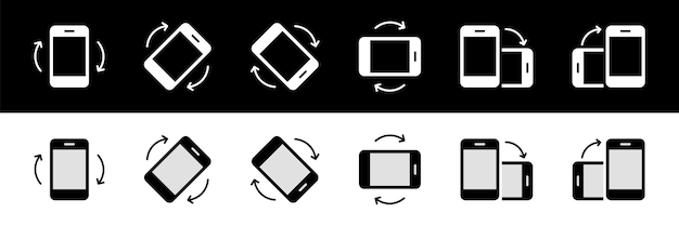 Vecteur tourner l'icône du smartphone tourner votre téléphone portable symbole de rotation de l'appareil tourner la icône du téléphone set d'illustration vectorielle pour le site web ou l'application mobile illustration vectière