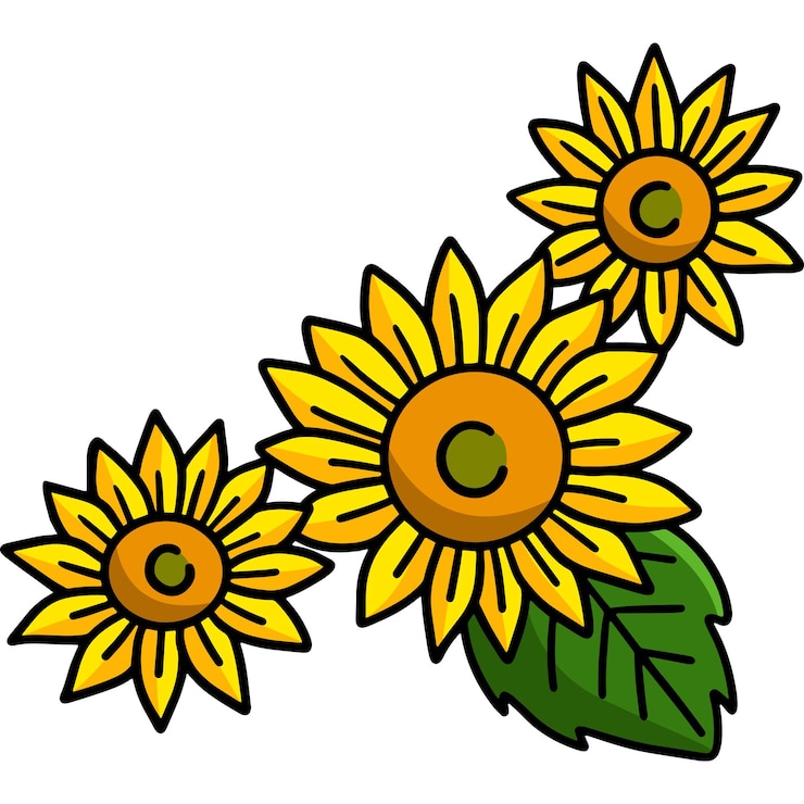 Vecteur tournesol dessin animé coloré clipart illustration