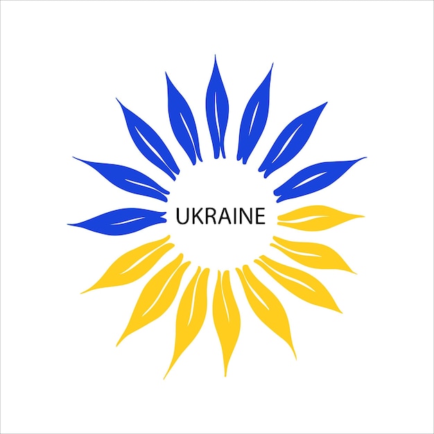 Tournesol et texte Ukraine aux couleurs du drapeau ukrainien