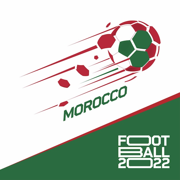 Tournoi De Coupe De Football 2022. Football Moderne Avec Motif Drapeau Maroc