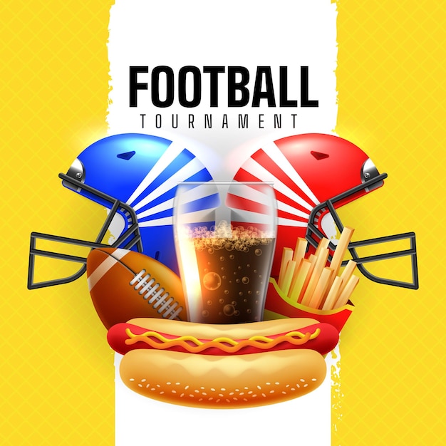 Tournoi De Football Avec Casques Et Illustration De La Malbouffe